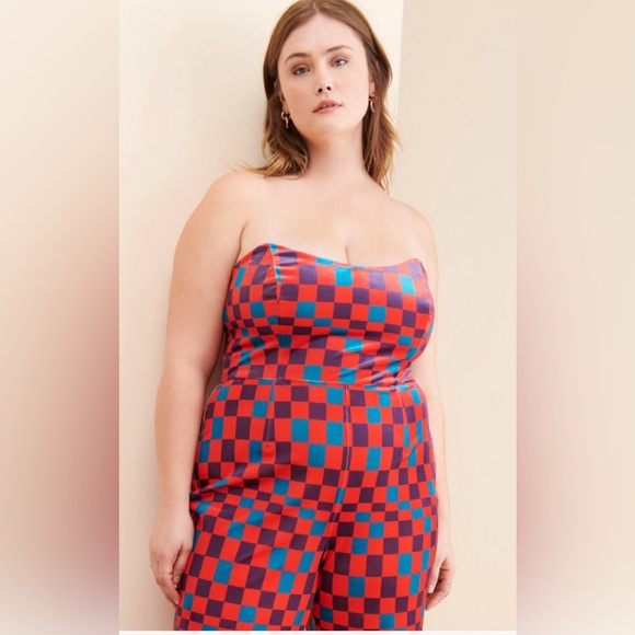 NWOT HUTCH Velvet Check Jumpsuit - Picture 3 of 10